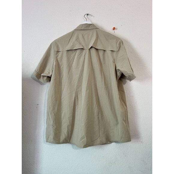 Canada Weathergear Mens Beige Short-Sleeve Button-Down Shirt Large Vented Back - Picture 5 of 12